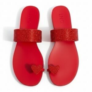 INC Gavena Red Rhinestone Sandals Sz 8